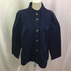 Denim & Co Twill Peplum Waist Jacket Navy XS